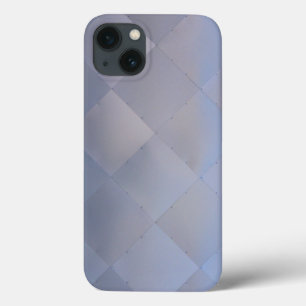Shiny Modern Chequered Metal Blue iPhone 13 Case