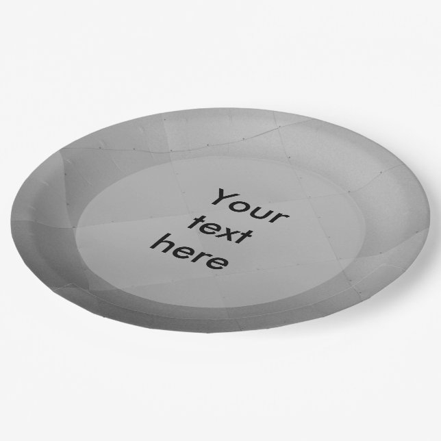 Shiny Modern Chequered Metal Silver any Text Paper Plate (Angled)