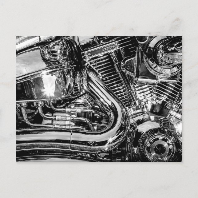 Shiny motorbike engine postcard (Front)