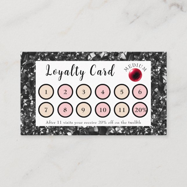 Shiny Obsidian & Red Crystal Ball Loyalty Card (Front)