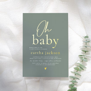 Shiny Oh Baby Script Sage Green Boho Baby Shower