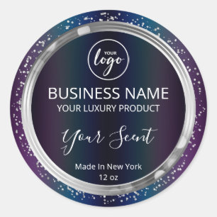 Shiny Oil Slick Silver Glitter Product Labels