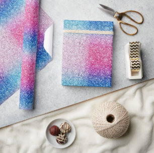 Shiny Ombre Sparkle in Pink and Blue Wrapping Paper