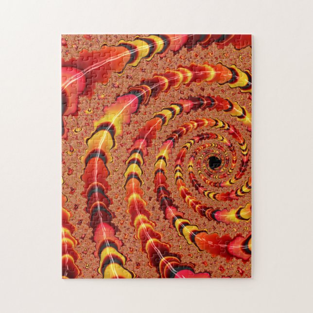 Shiny Orange and Yellow Spiral Fractal Abstract Jigsaw Puzzle (Vertical)
