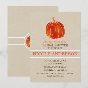 Shiny Orange little Pumpkin Autumn Bridal Shower Invitation