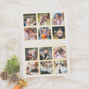 Shiny Our Year Minimalist 12 Photo Christmas Foil Holiday Card