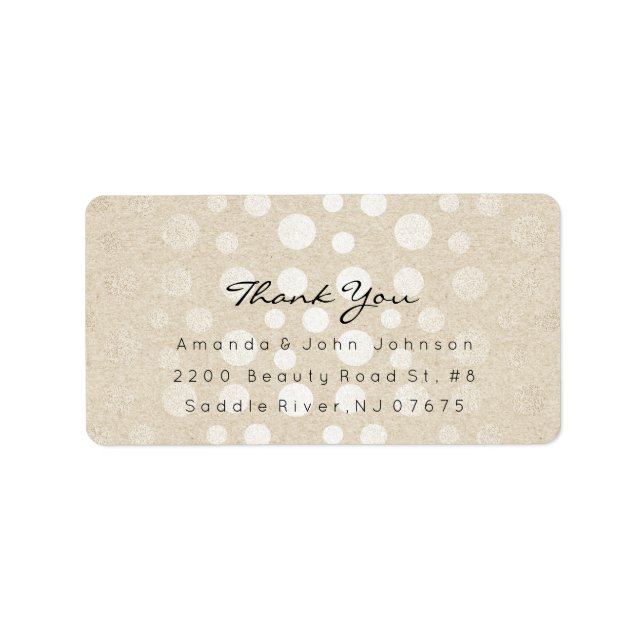 Shiny Pastel Dots Ivory Pearly Kraft Thank You Label (Front)