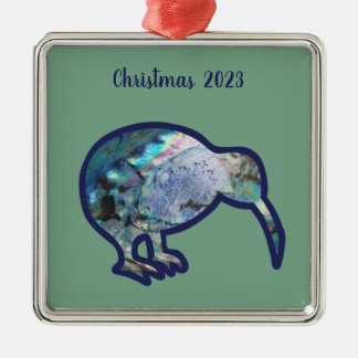 Shiny Pāua Kiwi Bird Christmas Decoration