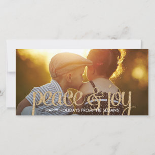 Shiny Peace & Joy Holiday Photo Card