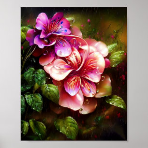 Shiny pink blooms poster