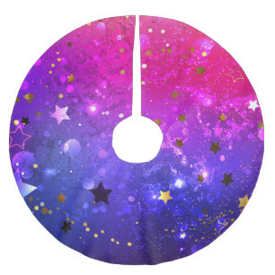 Shiny Pink Blue Background Brushed Polyester Tree Skirt