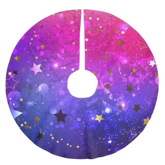 Shiny Pink Blue Background Brushed Polyester Tree Skirt (Front)