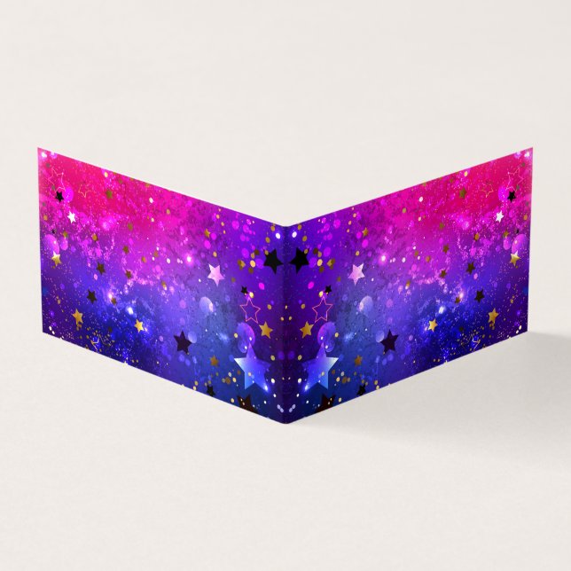 Shiny Pink Blue Background Business Card (Outside)