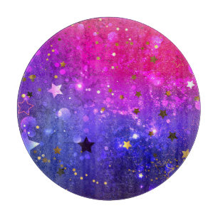 Shiny Pink Blue Background Cutting Board