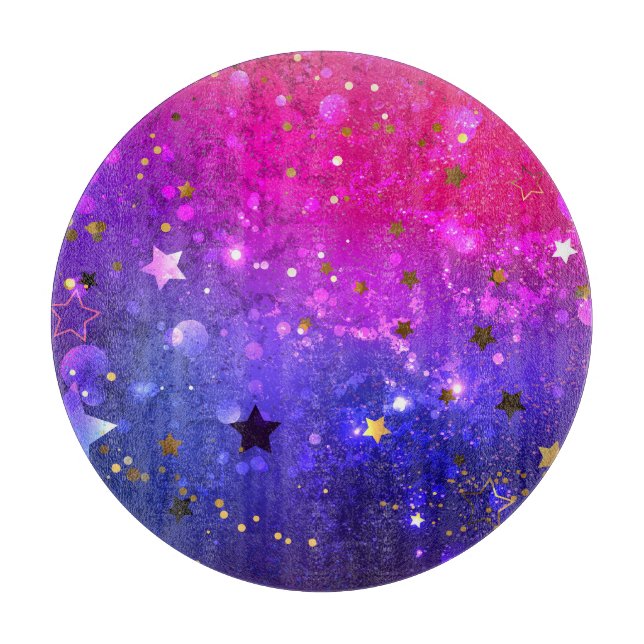 Shiny Pink Blue Background Cutting Board (Front)