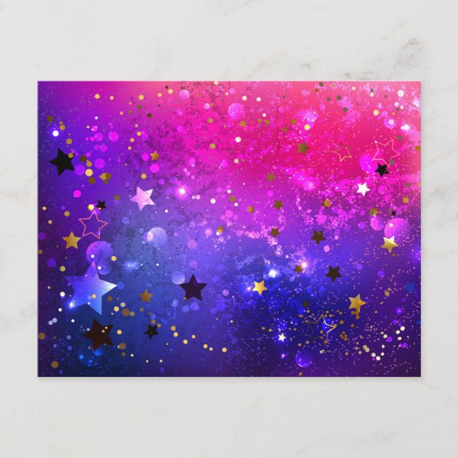 Shiny Pink Blue Background Enclosure Card (Front)