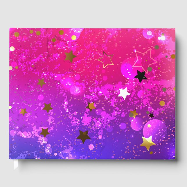 Shiny Pink Blue Background Guest Book (Front)