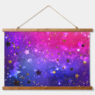 Shiny Pink Blue Background Hanging Tapestry