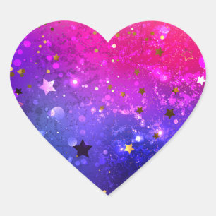 Shiny Pink Blue Background Heart Sticker