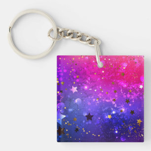 Shiny Pink Blue Background Key Ring