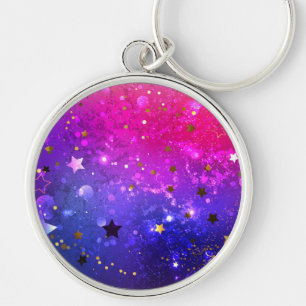 Shiny Pink Blue Background Key Ring