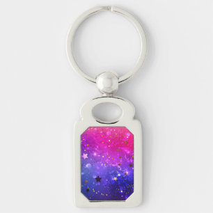 Shiny Pink Blue Background Key Ring
