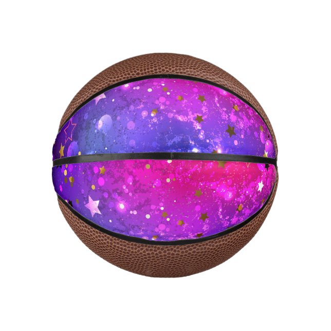 Shiny Pink Blue Background Mini Basketball (Front)