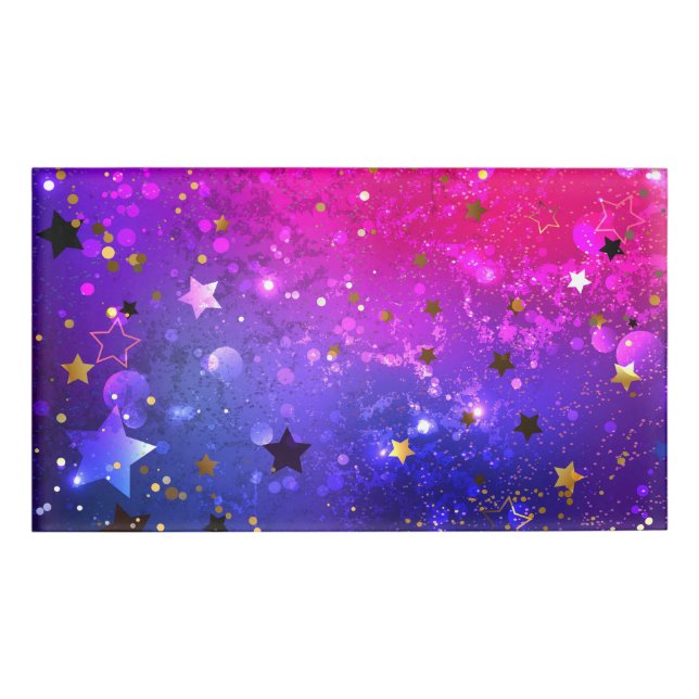 Shiny Pink Blue Background Name Tag (Front)