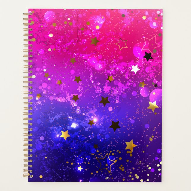 Shiny Pink Blue Background Planner (Front)