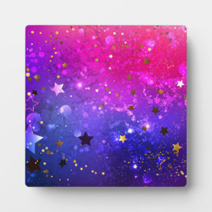 Shiny Pink Blue Background Plaque