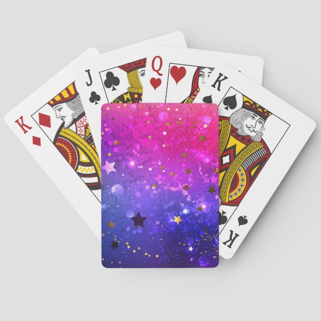 Shiny Pink Blue Background Playing Cards (Back)