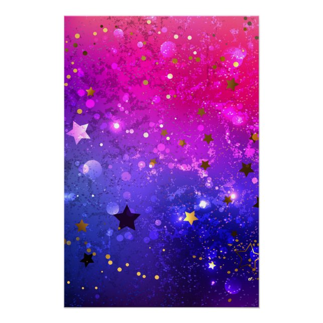 Shiny Pink Blue Background Poster (Front)