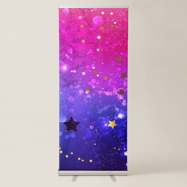 Shiny Pink Blue Background Retractable Banner (Front)