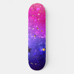 Shiny Pink Blue Background Skateboard