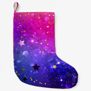 Shiny Pink Blue Background Small Christmas Stocking