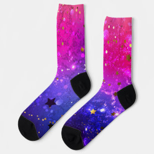 Shiny Pink Blue Background Socks