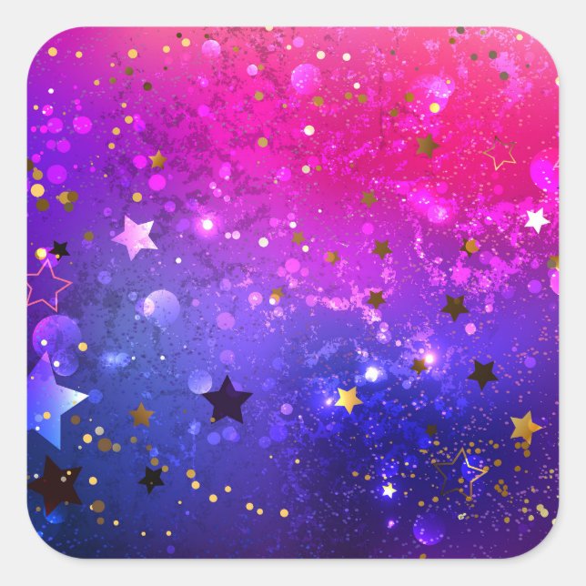 Shiny Pink Blue Background Square Sticker (Front)