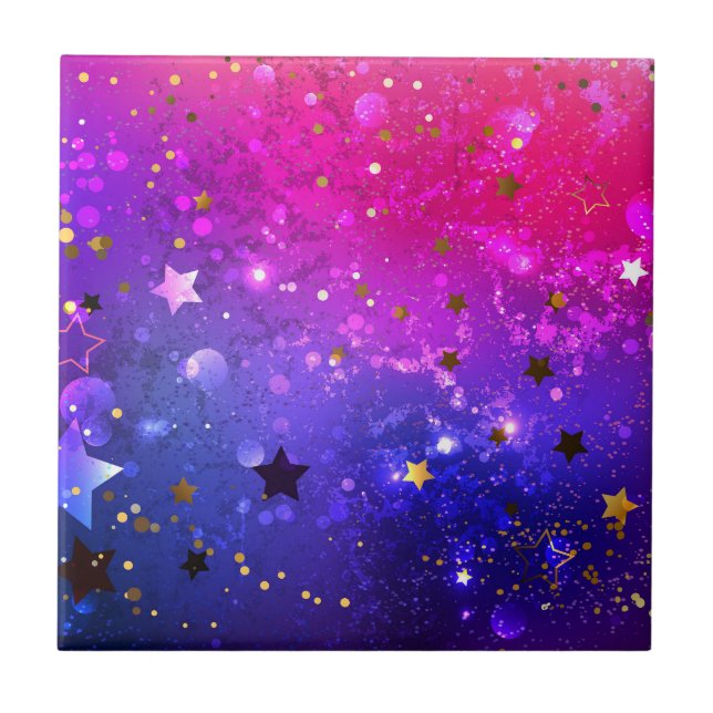 Shiny Pink Blue Background Tile (Front)