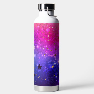 Shiny Pink Blue Background Water Bottle
