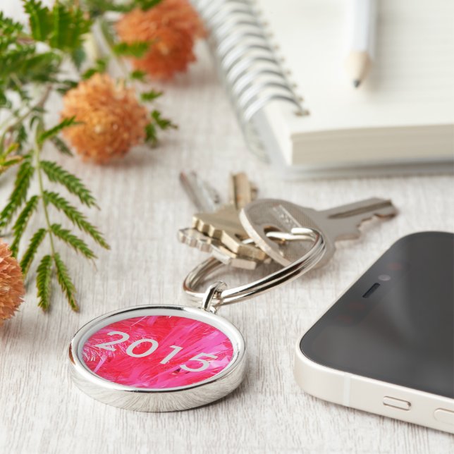Shiny Pink Christmas Tree Key Ring (Side)