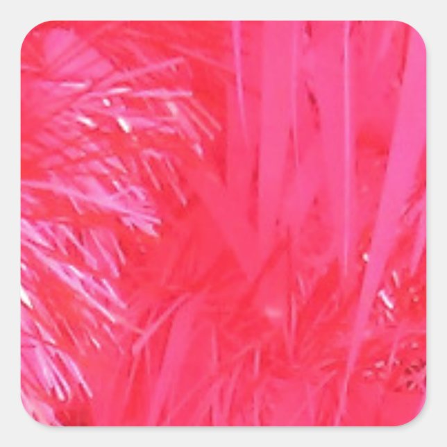 Shiny Pink Christmas Tree Square Sticker (Front)