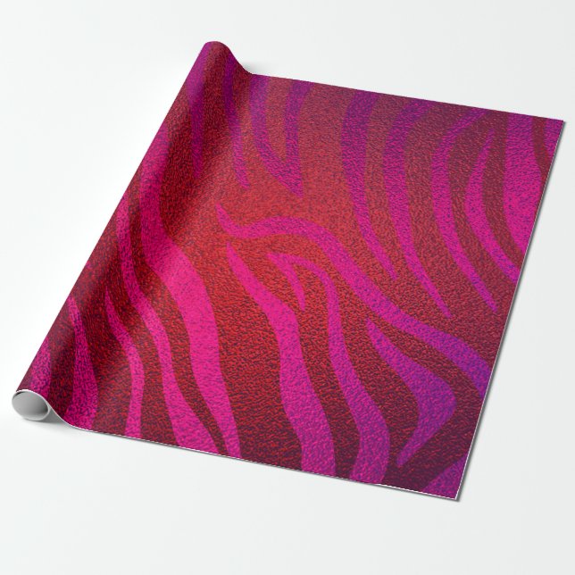 Shiny Pink Glam Zebra Animal Print Girly Party Wrapping Paper (Unrolled)