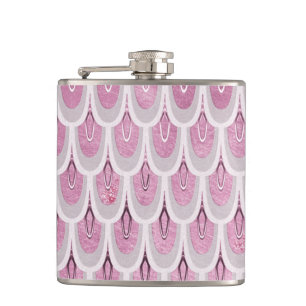 Shiny Pink Glitter Mermaid Fish Scales Hip Flask