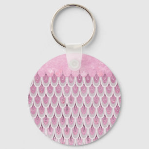 Shiny Pink Glitter Mermaid Fish Scales Key Ring