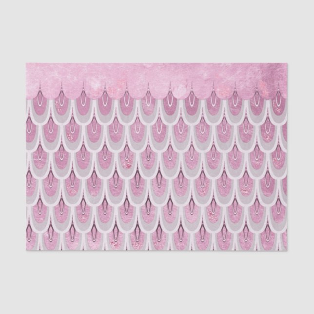 Shiny Pink Glitter Mermaid Fish Scales Tissue Paper (Front)
