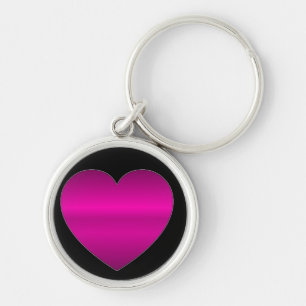 Shiny Pink Heart Key Ring