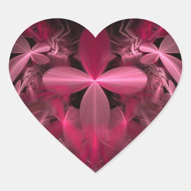 Shiny Pink Petals Heart Sticker (Front)