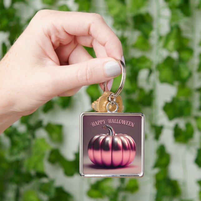 Shiny Pink Pumpkin Key Ring (Hand)