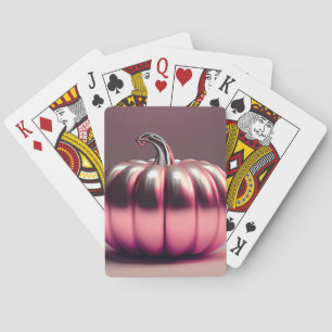 Shiny Pink Pumpkin Playing Cards