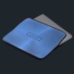 Shiny polished blue metallic background laptop sleeve<br><div class="desc">Elegant modern blue tones polished metallic texture print. Optional monogram.</div>